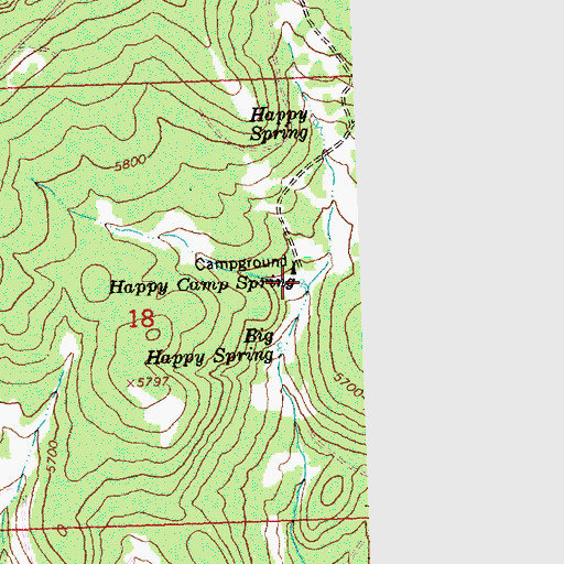 Topographic Map of Happy Camp Spring, OR