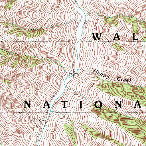 Topographic Map of Happy Creek, OR