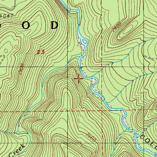 Topographic Map of Happy Creek, OR