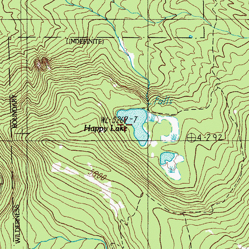 Topographic Map of Happy Lake, OR