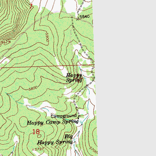 Topographic Map of Happy Spring, OR