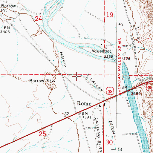 Topographic Map of Happy Valley Ditch, OR