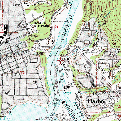 Topographic Map of Harbor, OR
