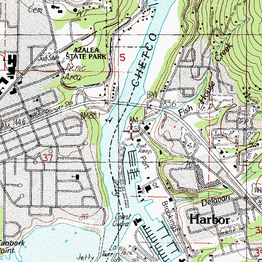 Topographic Map of Harbor, OR