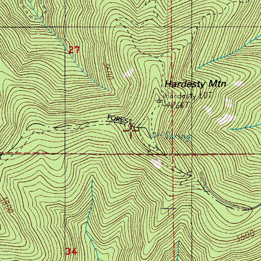 Topographic Map of Hardesty Mountain, OR