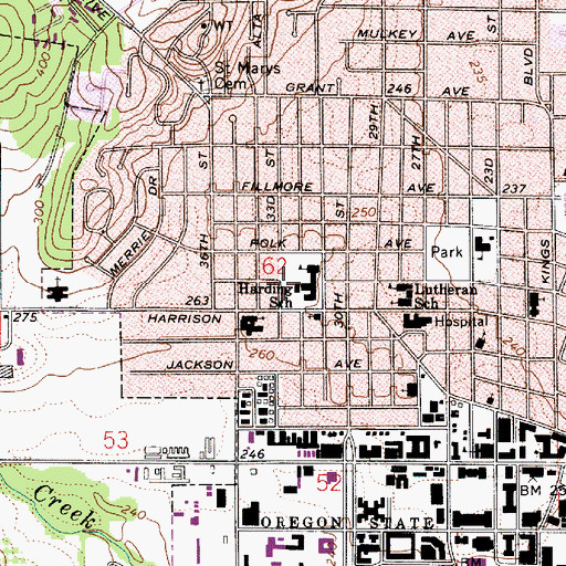 Topographic Map of College Hill High School, OR