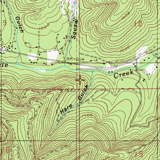 Topographic Map of Hare Gulch, OR