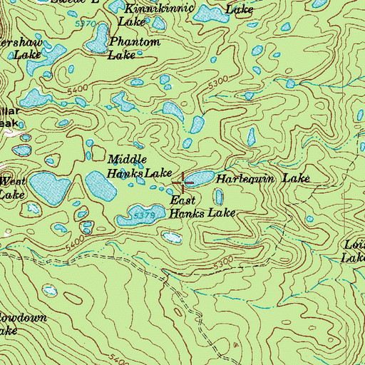 Topographic Map of Harlequin Lake, OR