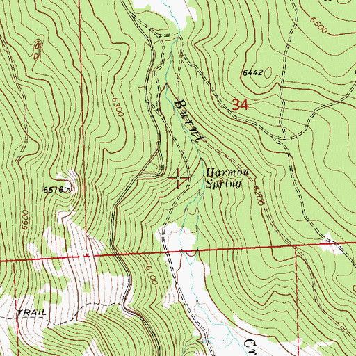 Topographic Map of Harmon Spring, OR