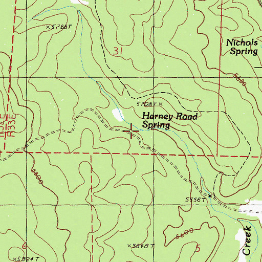 Topographic Map of Harney Road Spring, OR