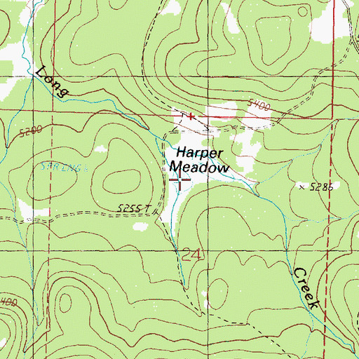 Topographic Map of Harper Meadow, OR