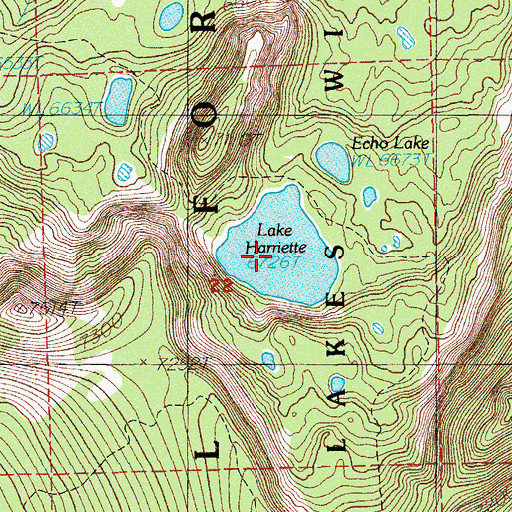 Topographic Map of Lake Harriette, OR