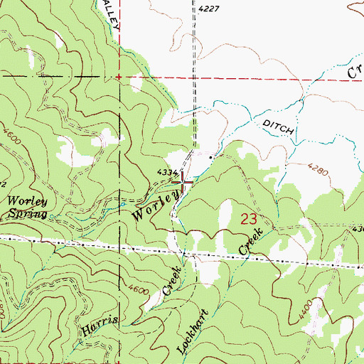 Topographic Map of Harris Creek, OR