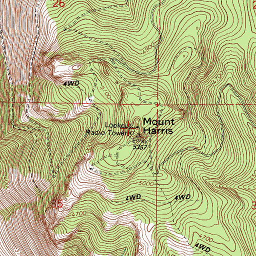 Topographic Map of Mount Harris, OR