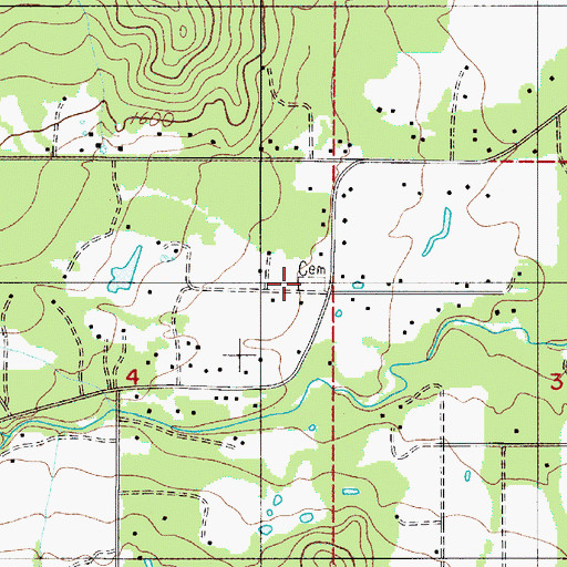 Topographic Map of Hartley Cemetery, OR