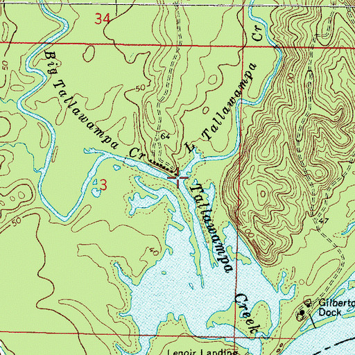 Topographic Map of Big Tallawampa Creek, AL