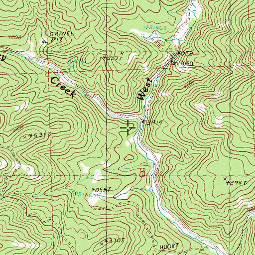 Topographic Map of Harvey Creek, OR