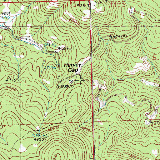 Topographic Map of Harvey Gap, OR