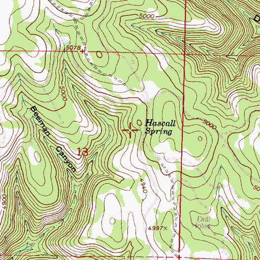 Topographic Map of Hascall Spring, OR