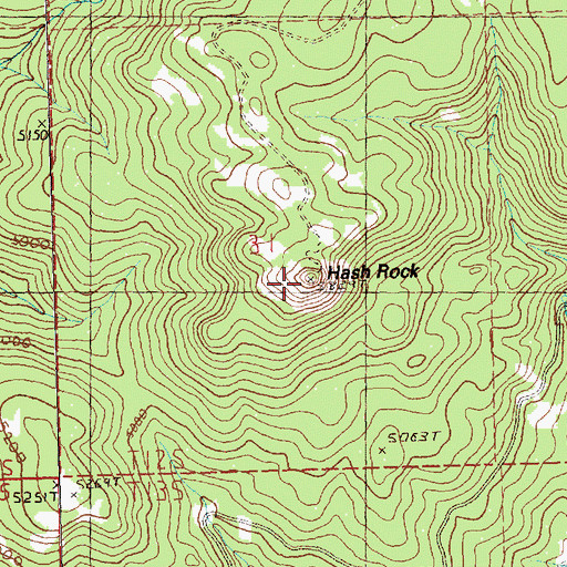 Topographic Map of Hash Rock, OR