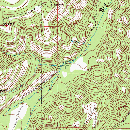 Topographic Map of Hass Creek, OR