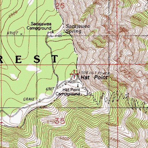 Topographic Map of Hat Point, OR
