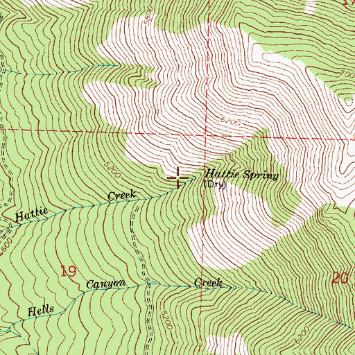 Topographic Map of Hattie Spring, OR