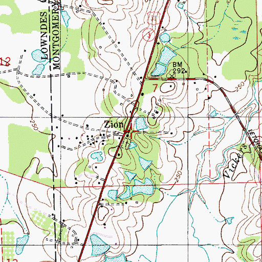 Topographic Map of Big Zion School, AL
