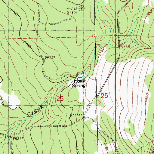 Topographic Map of Hawk Spring, OR