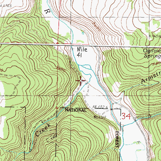 Topographic Map of Hawkins Creek, OR