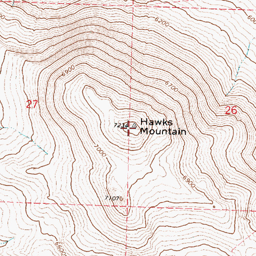 Topographic Map of Hawks Mountain, OR