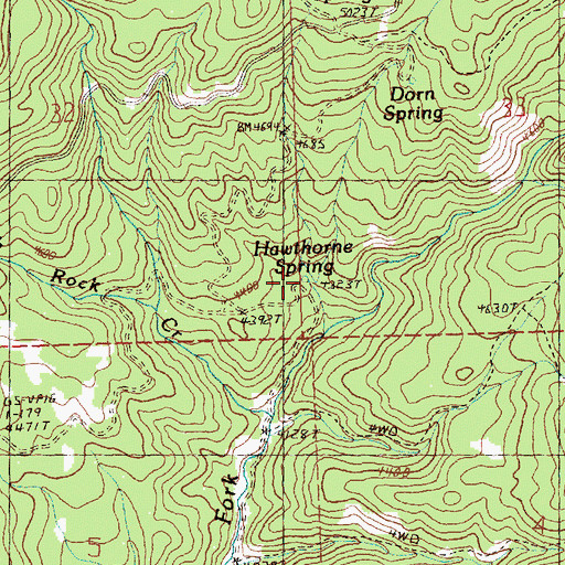 Topographic Map of Hawthorne Spring, OR