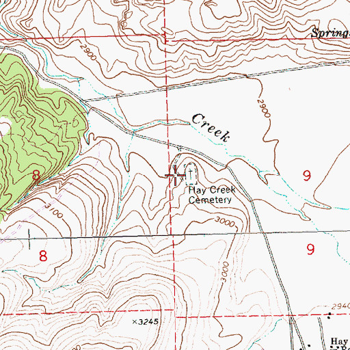 Topographic Map of Hay Creek Cemetery, OR