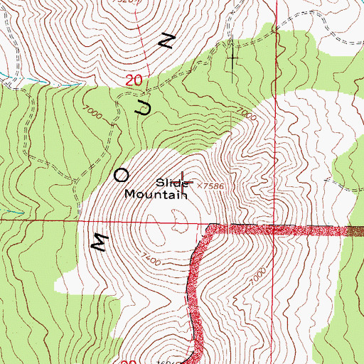 Topographic Map of Slide Mountain, AZ
