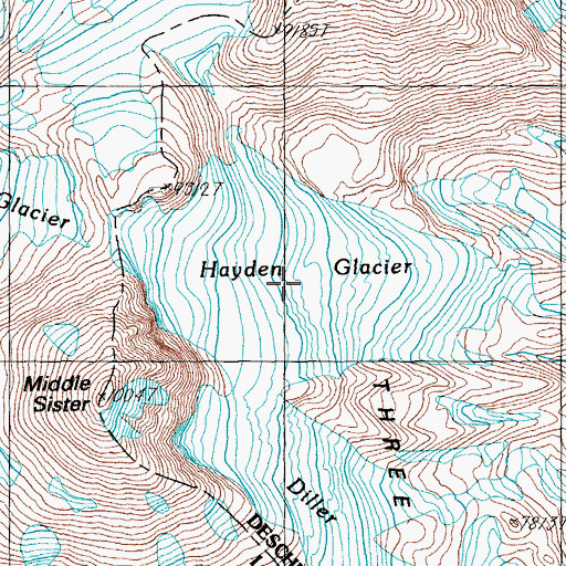 Topographic Map of Hayden Glacier, OR