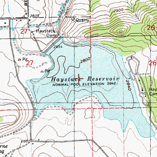 Topographic Map of Haystack Reservoir, OR