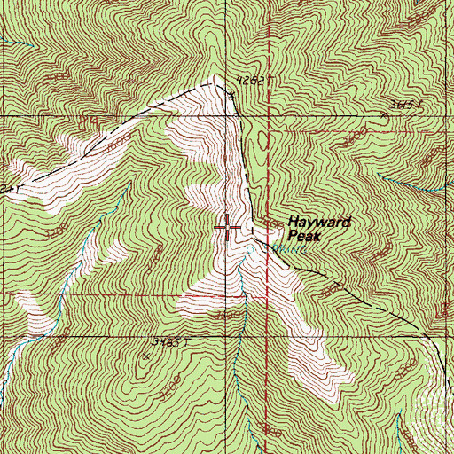 Topographic Map of Hayward Peak, OR