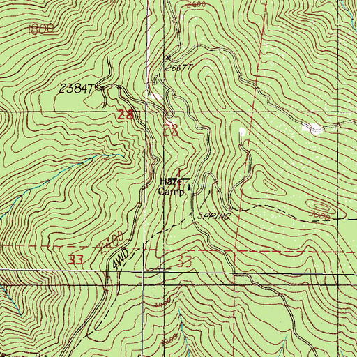 Topographic Map of Hazel Camp, OR