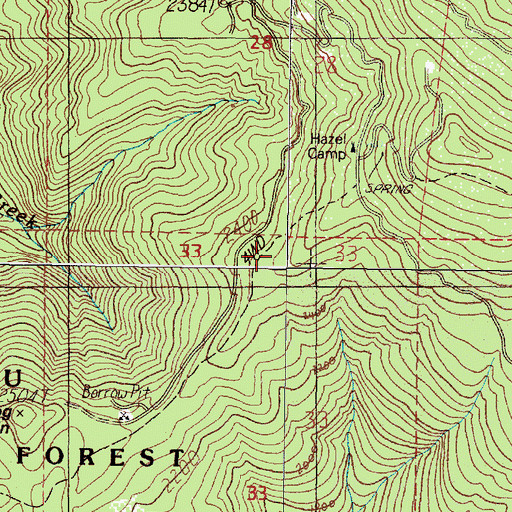 Topographic Map of Hazel Camp Trail, OR
