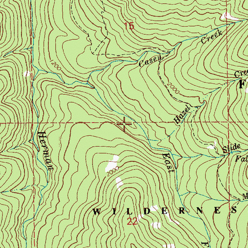 Topographic Map of Hazel Creek, OR