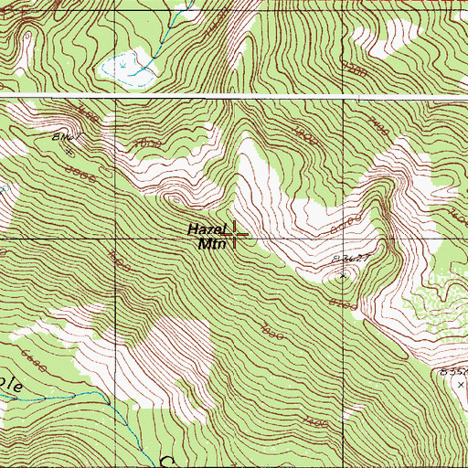 Topographic Map of Hazel Mountain, OR