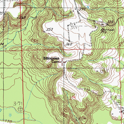 Topographic Map of Billingslea Cemetery, AL