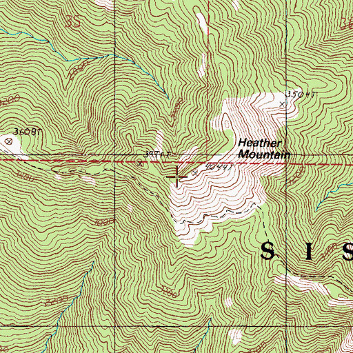 Topographic Map of Heather Mountain, OR