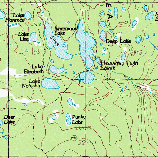 Topographic Map of Heavenly Twin Lakes, OR