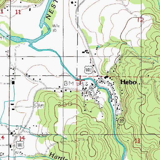Topographic Map of Hebo, OR