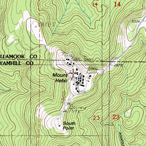 Topographic Map of Mount Hebo, OR