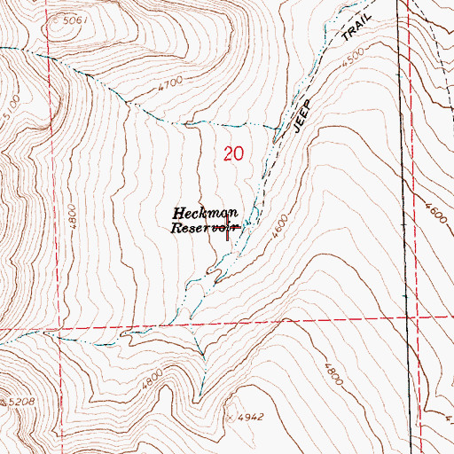 Topographic Map of Heckman Reservoir, OR