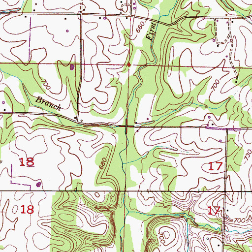 Topographic Map of Bills Branch, AL