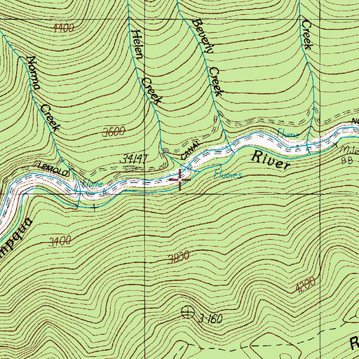 Topographic Map of Helen Creek, OR
