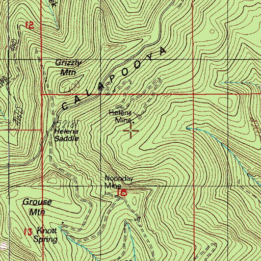 Topographic Map of Helena Mine, OR